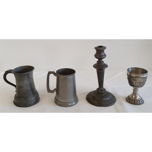 322 - 19th Century Pewter Pint Tankard, engraved 