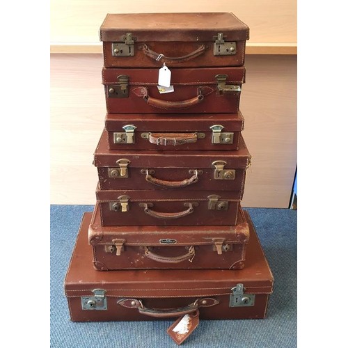 330 - Lovely Collection of Seven Early 20th Century School Cases, smallest c.13.5in wide, largest c.24in w... 