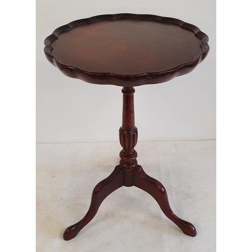 332 - Mahogany Wine Table with pie crust top. Height 20.5