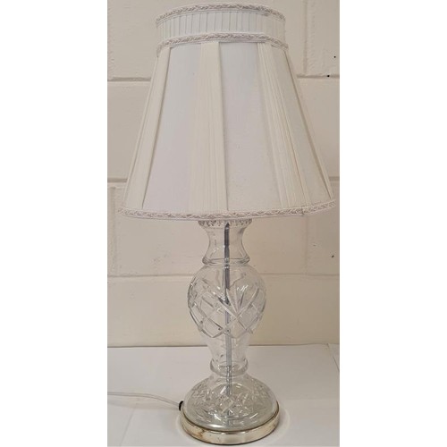 335 - Galway Crystal Table Lamp with cream shade, overall c.27.5in tall