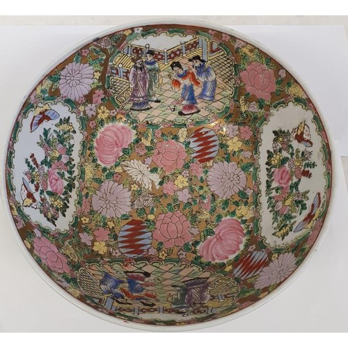 336 - A Large Chinese Famille Rose Centre Bowl covered with scenes of people, butterflies and flowers. c.5... 