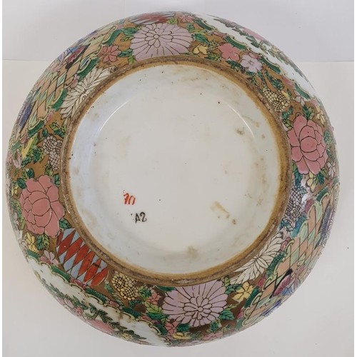 336 - A Large Chinese Famille Rose Centre Bowl covered with scenes of people, butterflies and flowers. c.5... 