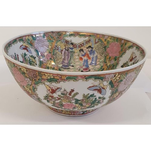 336 - A Large Chinese Famille Rose Centre Bowl covered with scenes of people, butterflies and flowers. c.5... 