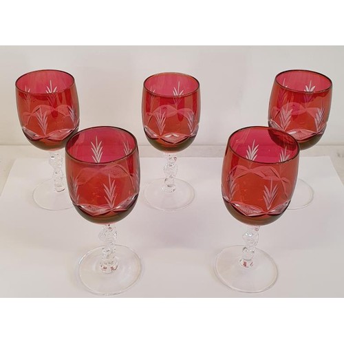 353 - 5 Red Wine Glasses