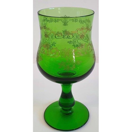 354 - 5 Green Wine Glasses