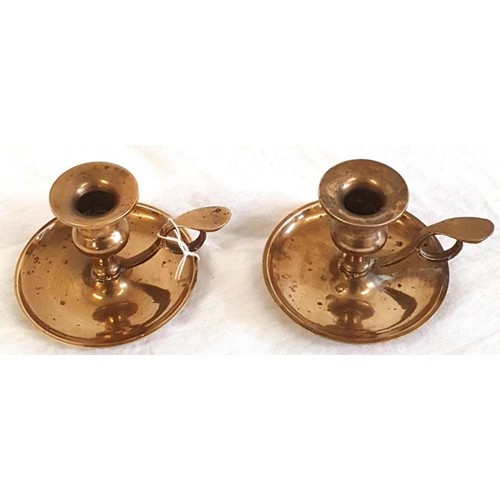 358 - Pair of Small Brass Chamber Candlesticks, c.3in tall