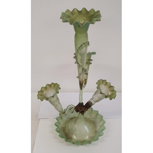 367 - Victorian Vaseline Glass Epergne (A/F)