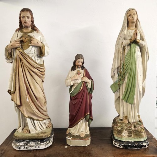 368 - Three Vintage Religious Statues, Our Lady and Sacred Heart x 2, largest c.25.5in tall (3)