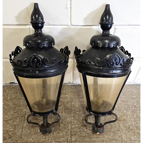 371 - Pair of Victorian Style Decorative Metalwork Pier/Street Lanterns, copper label on each reads 