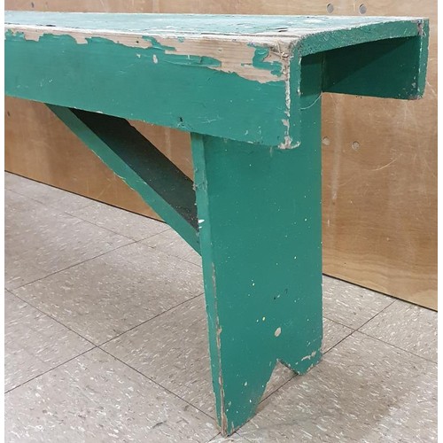 387 - Traditional Pine Seat, c.5ft long, painted green