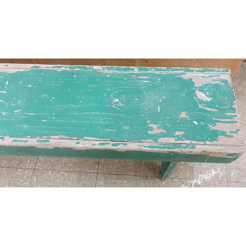 387 - Traditional Pine Seat, c.5ft long, painted green