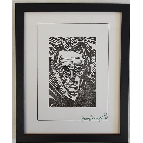 82 - Harry Kernoff; Woodcut of W.B.Yeats, signed by the artist, limited edition 60/100