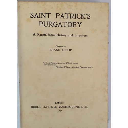 83 - St. Patricks Purgatory. A Record from History and Literature. Leslie, Shane Published by Oates &... 