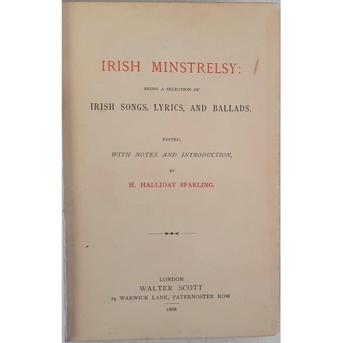 132 - Halliday Sparling; [ W.B. Yeats contribution] - Irish Minstrelsy: being a selection of Irish Songs, ... 