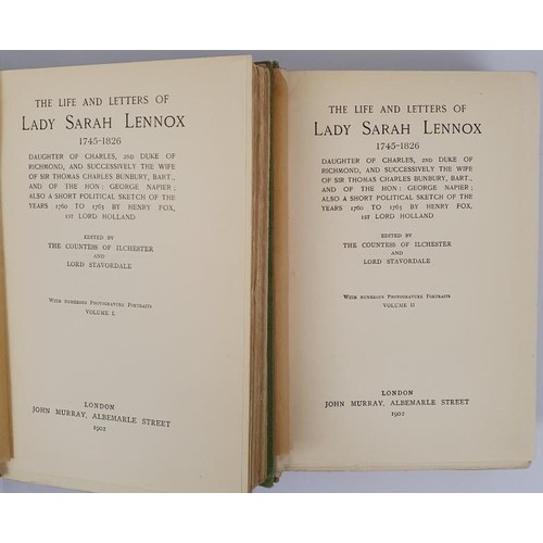 139 - The Life and Letters of Lady Sarah Lennox 1745-1886. 1902. 2 volumes, 1st Original decorative cloth.... 