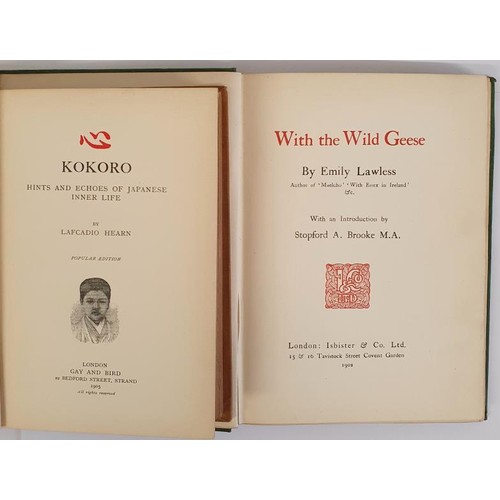 154 - Lafcadio Hearn. Kokora - Hints Echoes of Japanese Inner Life. 1905 and Emily Lawless. With The Wild ... 