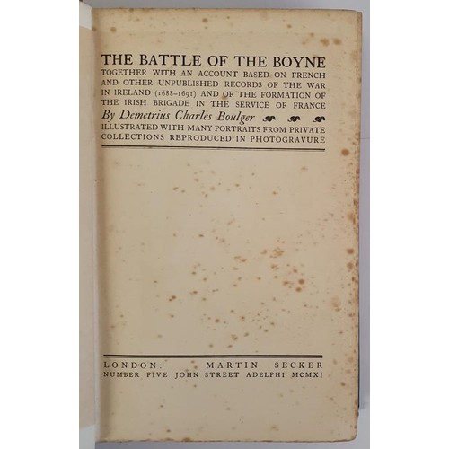 392 - D. C. Boulger. The Battles of the Boyne. 1911. 1st Illustrated. Original green cloth