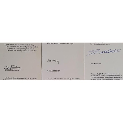 435 - Set of Six – Signed Cards. Published, 2000 by Kennys Galway., each containing a printed poem, ... 