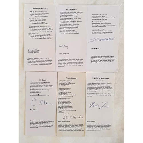 435 - Set of Six – Signed Cards. Published, 2000 by Kennys Galway., each containing a printed poem, ... 