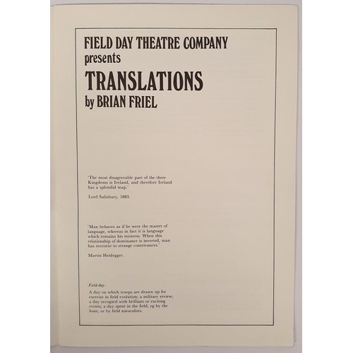 438 - Irish Theatre: Programme of Translations by Brian Friel presented by Field Day Theatre Company, 1980... 