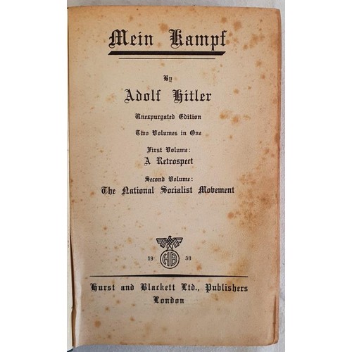 460 - James Vincent Murphy - Mein Kampf, published by Hurst and Blackett Ltd 1939. London. First Printing ... 