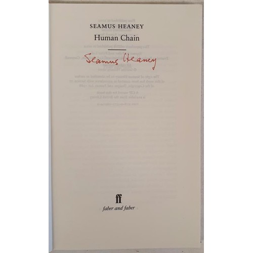 466 - Seamus Heaney; Human Chain, signed first edition, first print, French Flaps, Faber 2012