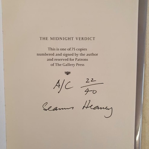 468 - Seamus Heaney: The Midnight Verdict: The Gallery Press 1993 Limited Edition Hardback: 22/40 Reserved... 