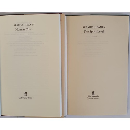 469 - Seamus Heaney: Human Chain, Published by Faber, London, 2010, 1st Ed HB DJ; The Spirit Level, Publis... 