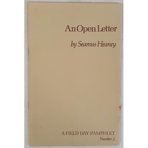 470 - Seamus Heaney; An Open Letter, A Field Day Pamphlet No2, signed, lined and dated. The Open Letter is... 