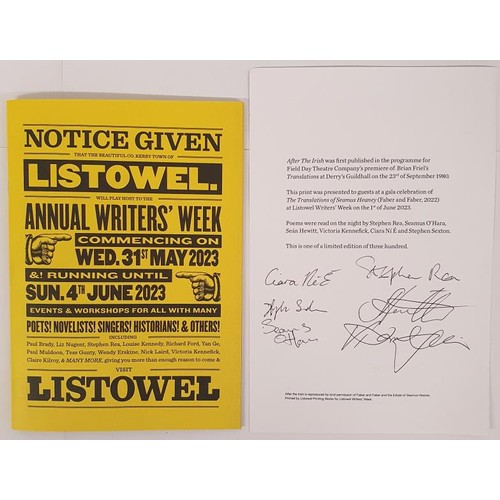 473 - Listowel Annual Writers Week, 2023, programme of events with a limited edition print of The Translat... 