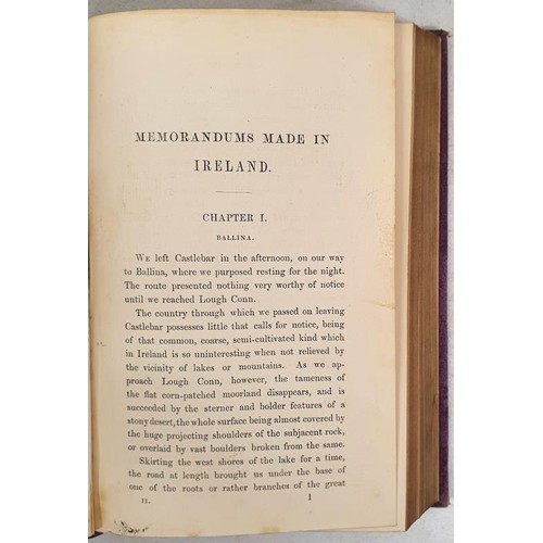 524 - Memorandums made in Ireland in the Autumn of 1852 by John Forbes with map and illustrations. London,... 