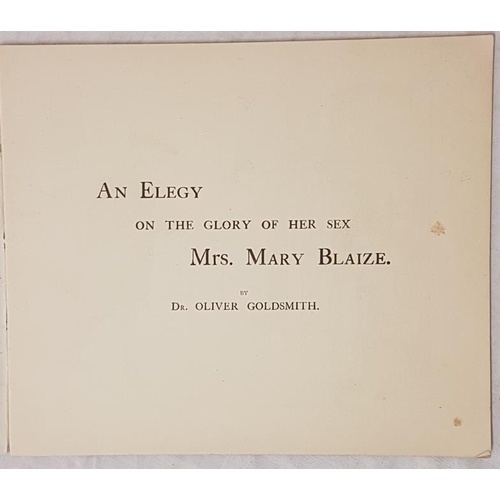 64 - Oliver Goldsmith, An Elegy on the Glory of her Sex Mrs Mary Blaize. R Caldecotts Picture Books, Geor... 