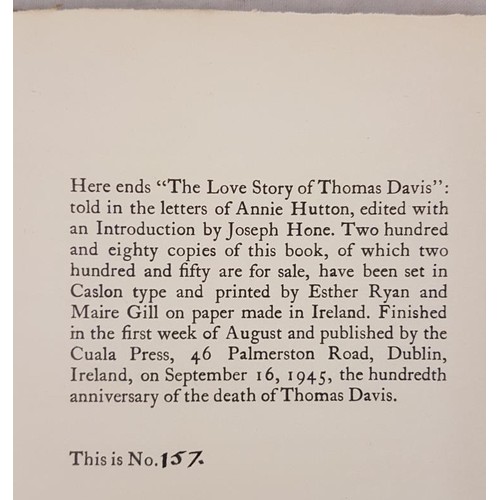100 - [Davis, Thomas] The Love Story of Thomas Davis Told in the Letters of Annie Hutton. Edited with an i... 