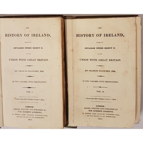 137 - Plowden, Francis. The History Of Ireland from it's Invasion under Henry II to it's Union with Great ... 