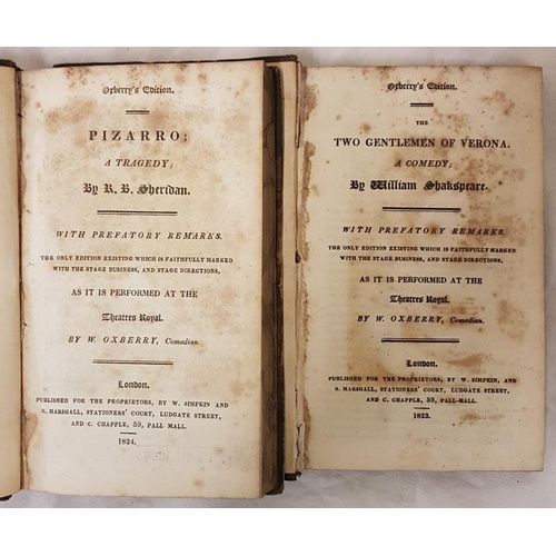 149 - R.B. Sheridan. Pizarro- A Tragedy and William Shakspeare. Two Gentlemen of Verona. 1823. Half calf. ... 