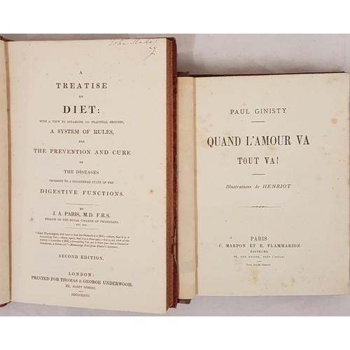 196 - J. A. Paris. A Treatise on Diet. 1827. Fine half calf. Scarce medical and Paul Gimisty. Quand L&rsqu... 