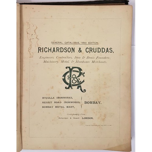 214 - Richardson and Cruddas General Catalogue 1892. Engineers, Contractors, iron & Brass Founders, Ma... 