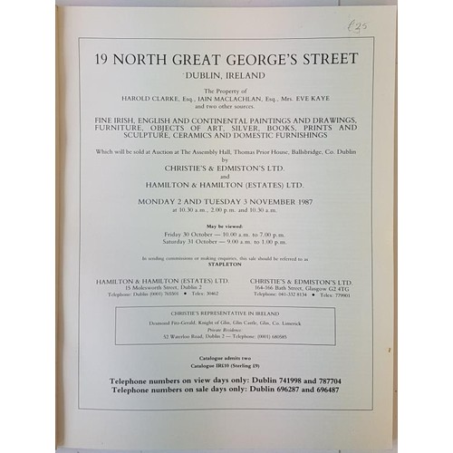 262 - Christies Auction catalogue - Contents of 19 North Great Georges Street, Dublin 2/3 November 1987. I... 