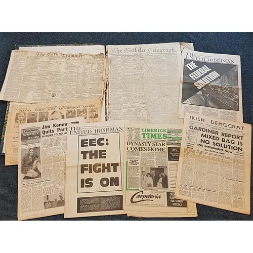 274 - Historic Irish Newspapers. issues of Cork Examiner, 1852 & Irish Democrat 1972, 2 issues & T... 