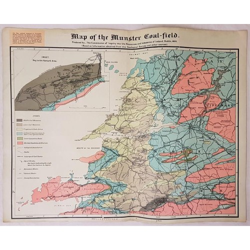 275 - MUNSTER COAL FIELD. Coloured Map of the Munster Coal-Field. Produced by - The Commission of Inquiry ... 