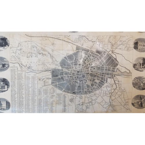 276 - DUBLIN. Map of Dublin & Suburbs with 22 vignettes of Dublin landmarks. Published by Edward Heffe... 