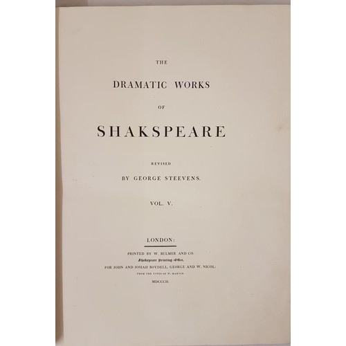 285 - Dramatic Works of William Shakspeare. London. Boydell. 1802, comprising : King Richard 11, King Henr... 