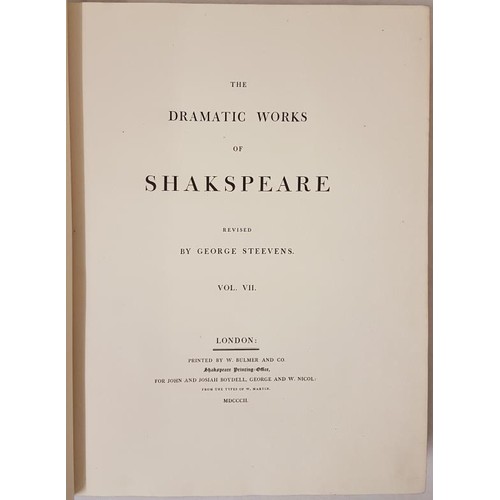 286 - Dramatic Works of Shakspeare. London . Boydell. 1802. Comprising : King Henry V111, Coriolanus, Juli... 