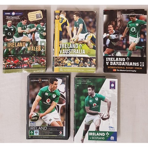 293 - Bundle of Irish Rugby International Programmes for 2008 (7), 2009 (7), 2010 (5), 2017 (4)and 2018 (1... 