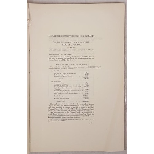 299 - Report – Congested District Boards for Ireland. March 1908. 157 pages. Disbound