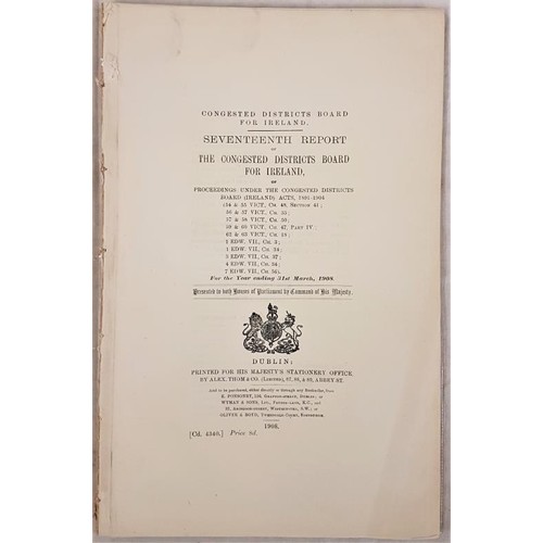 299 - Report – Congested District Boards for Ireland. March 1908. 157 pages. Disbound