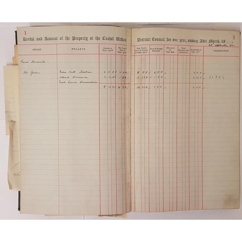 327 - Cashel Urban District Council.Clerks Yearly Rental Ledger, with entries from year 1931 to 1950. Also... 