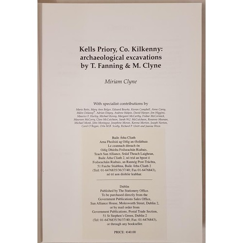 329 - Clyne, Miriam; Fanning, Thomas Archaeological Monograph Series: 3: Kells Priory, Co. Kilkenny: archa... 