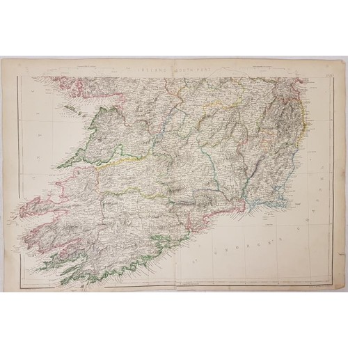 339 - 2 large coloured folding maps of Ireland divided into two folding sections, each 36 X 54 cms. Drawn ... 