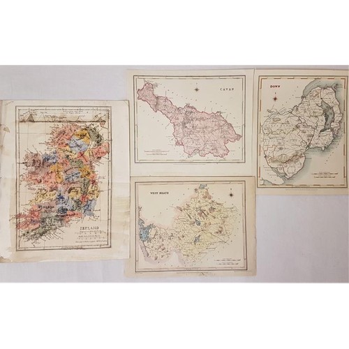 340 - 4 scarce coloured maps C. 1837, Lewis Topographical Dictionary of Cavan, Westmeath, Down and Ireland... 